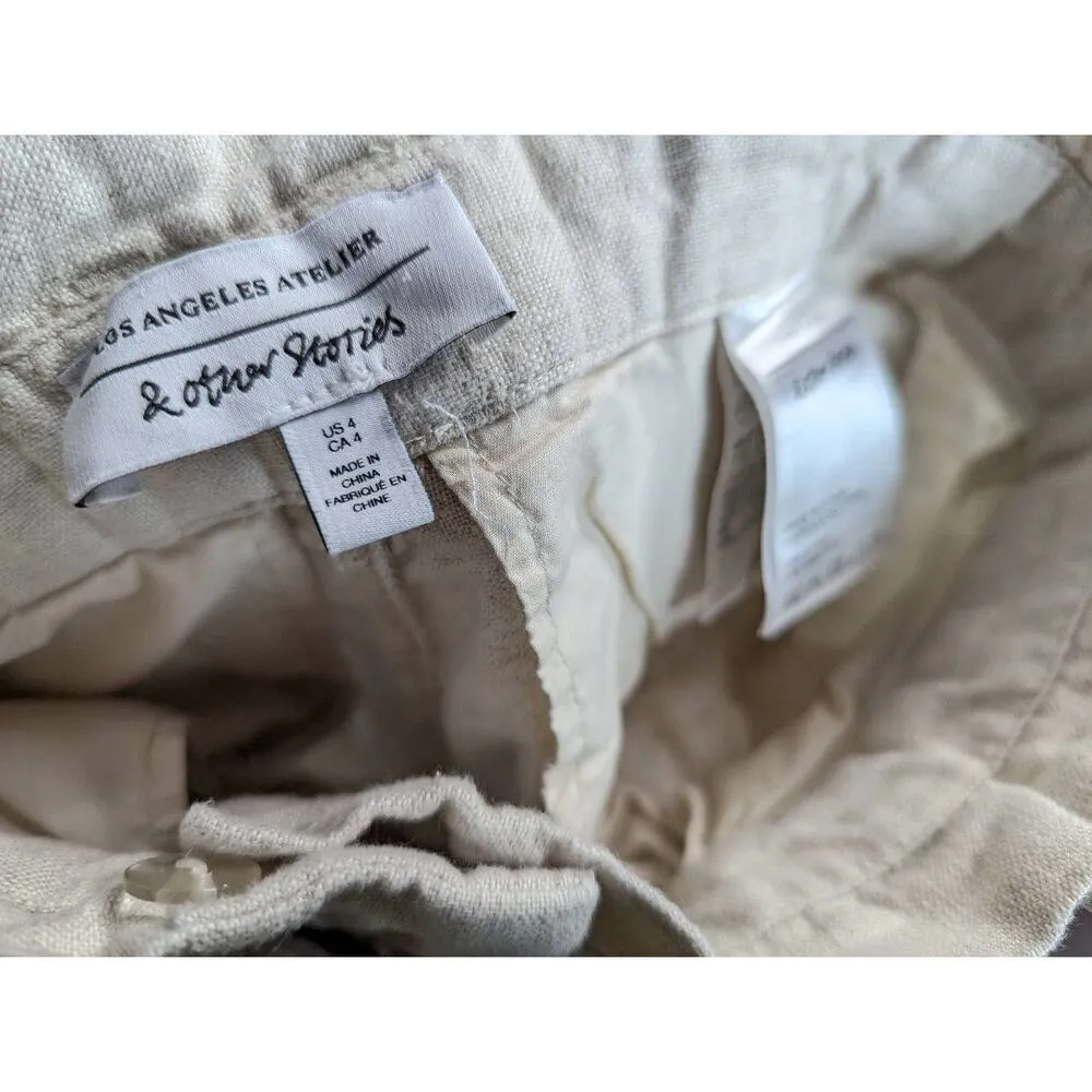 & Other stories belted high waist linen pants US 4 - Image 8