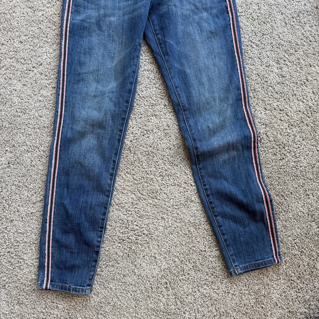 DL1961 Jeans 25 Azalea Relaxed Skinny Distressed Striped Slim Blue Denim Size 26 - Image 8