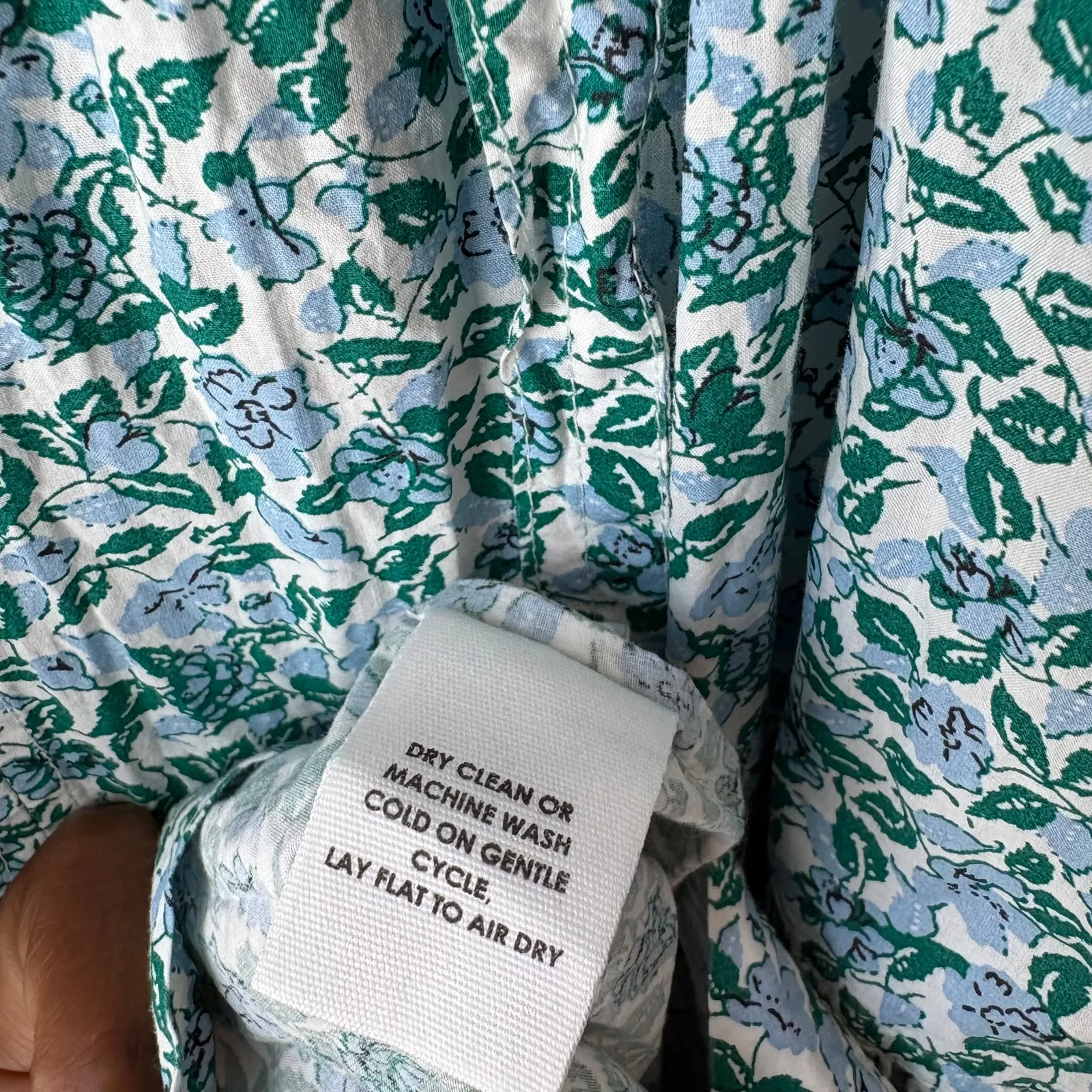 Apiece Apart Dress Trini Floral Blue Green Organic Cotton Midi Dress Size L - Image 8