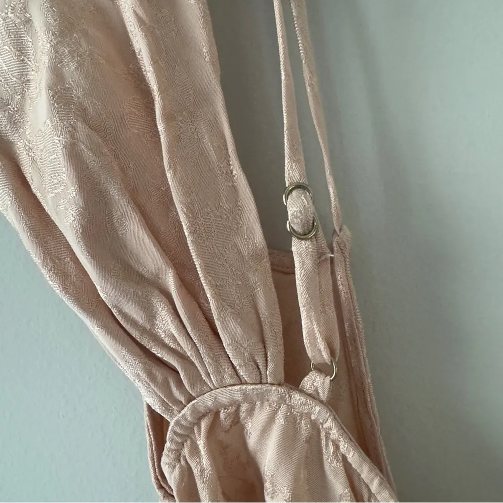 Lovers + Friends Revolve Asymmetric Satin Top floral zipper side coquette pink S - Image 4