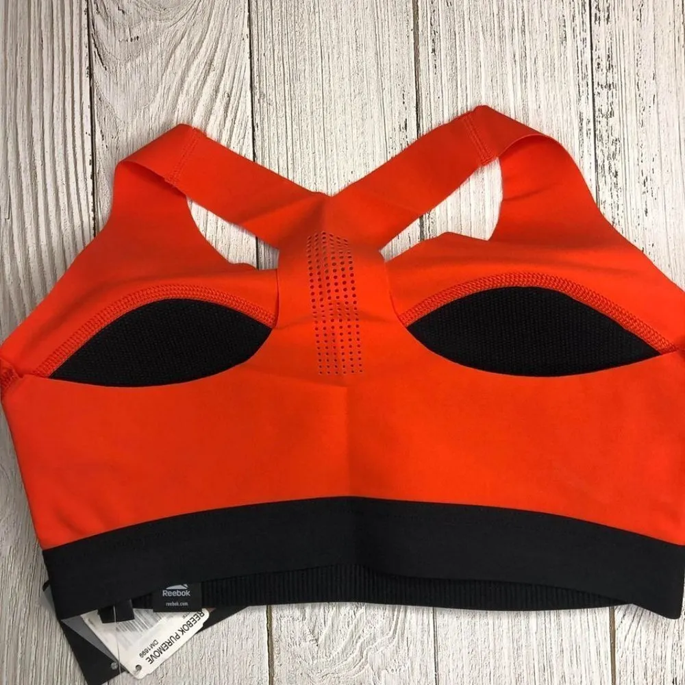 Reebok PureMove Sports Bra Orange Black Workout Fitness Gym XS/S‎ - Image 4