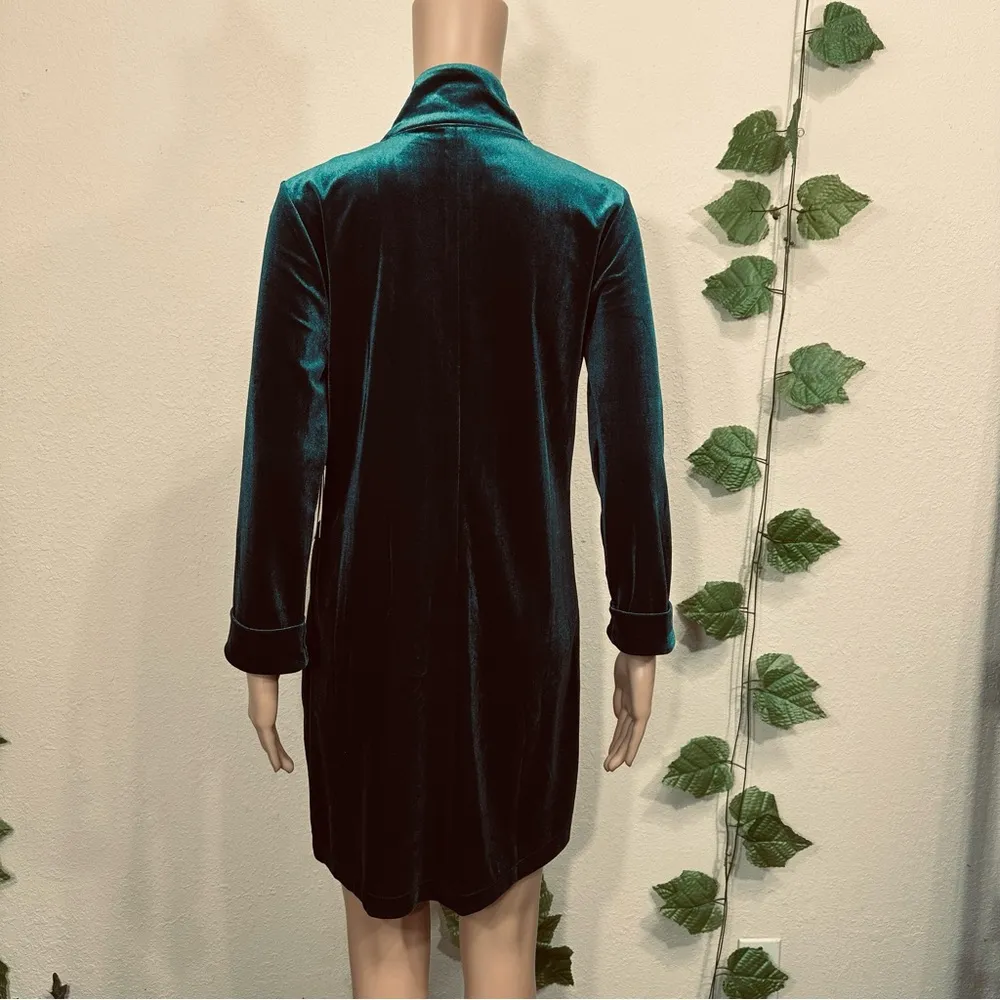 Teal Green Velvet Open Cardigan Jacket New - Image 13