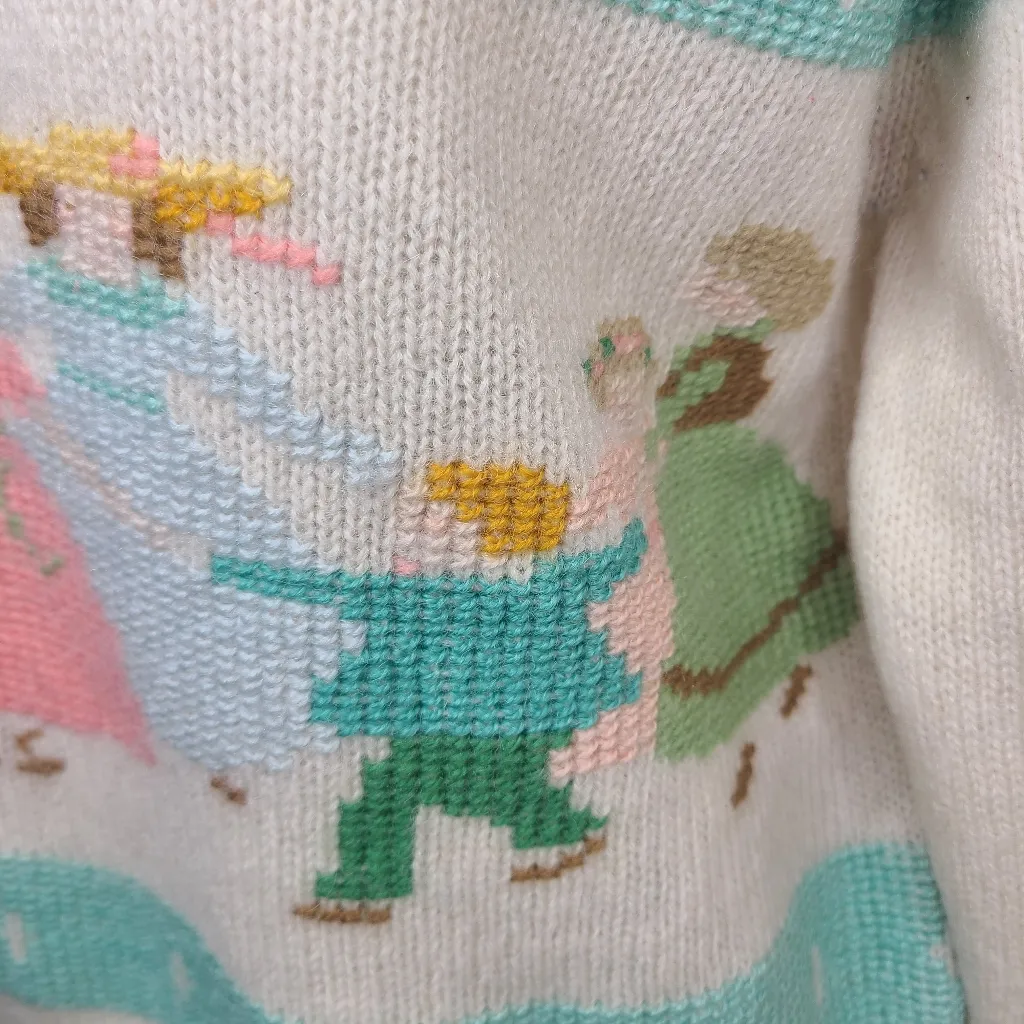 Vtg Y2K‎ Shetlander Crazy Horse Wool Sweater Embroidered Pastel Dancing Floral Pink Size undefined - Image 4