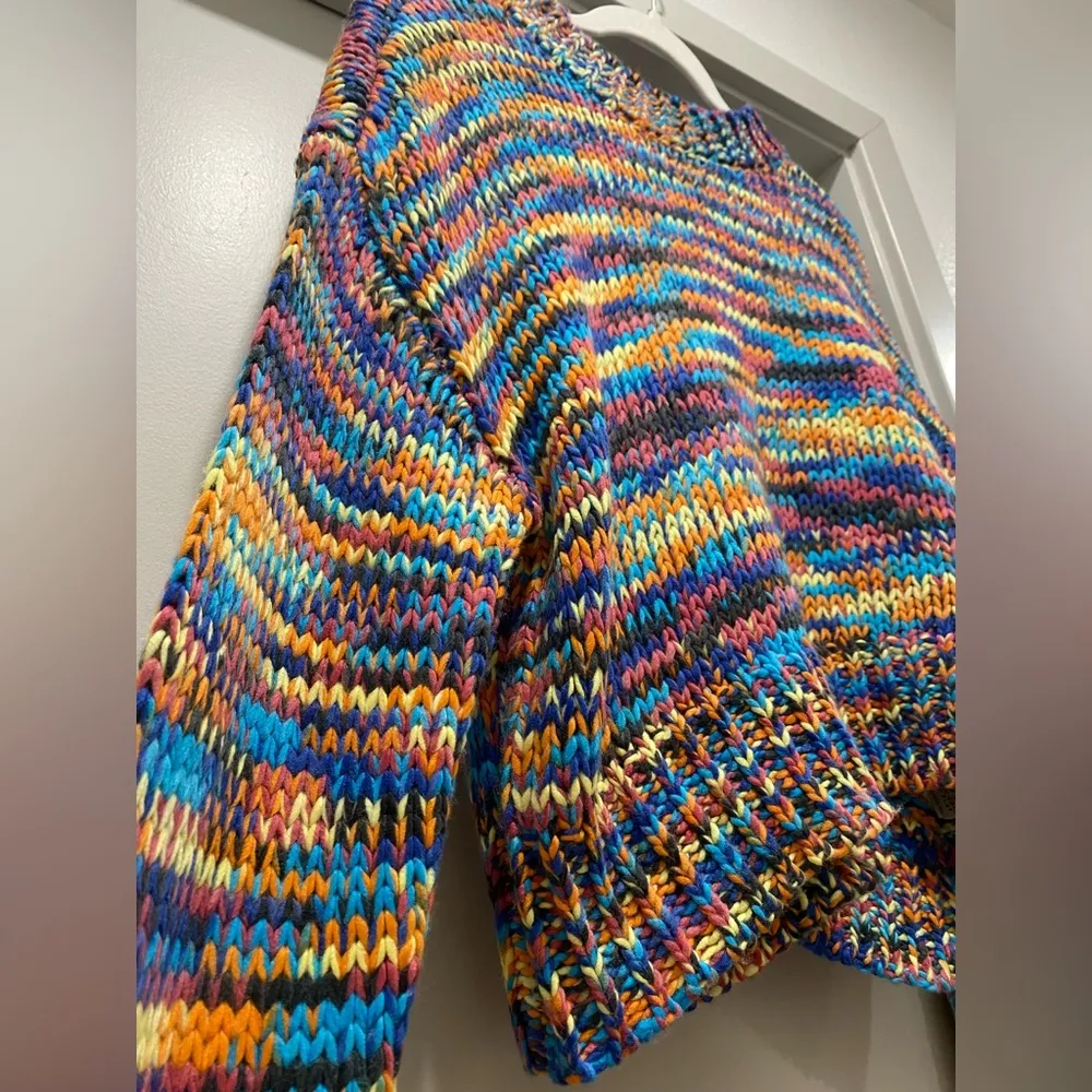 Colorful Rainbow Crochet Knit Jumper Pullover Sweater - M - Image 8
