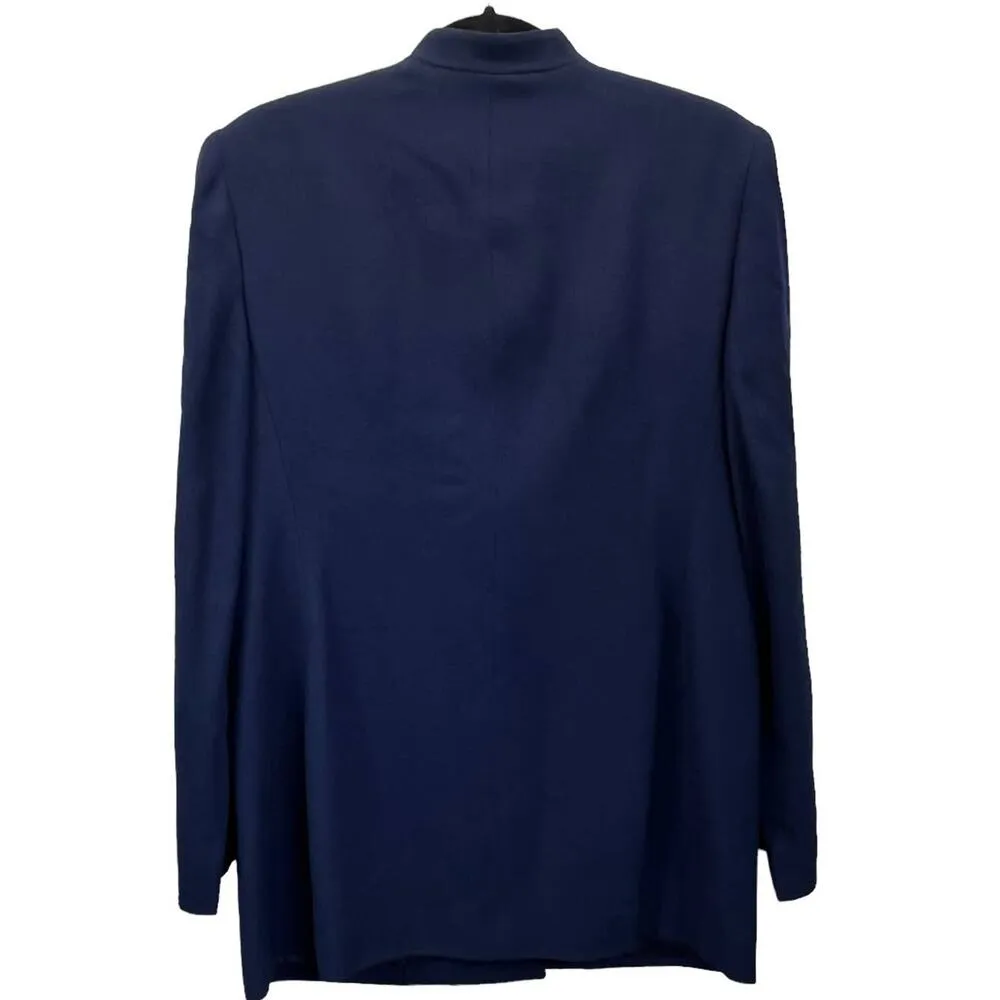 Lauren Ralph Lauren Womens Overcoat Jacket Blue Size 10 Worsted Wool Mid Length - Image 3