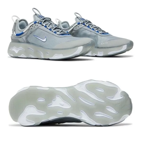 NEW Nike React Live Light Smoke Grey Hyper Royal Tennis Shoes Size 6.5 - Image 2
