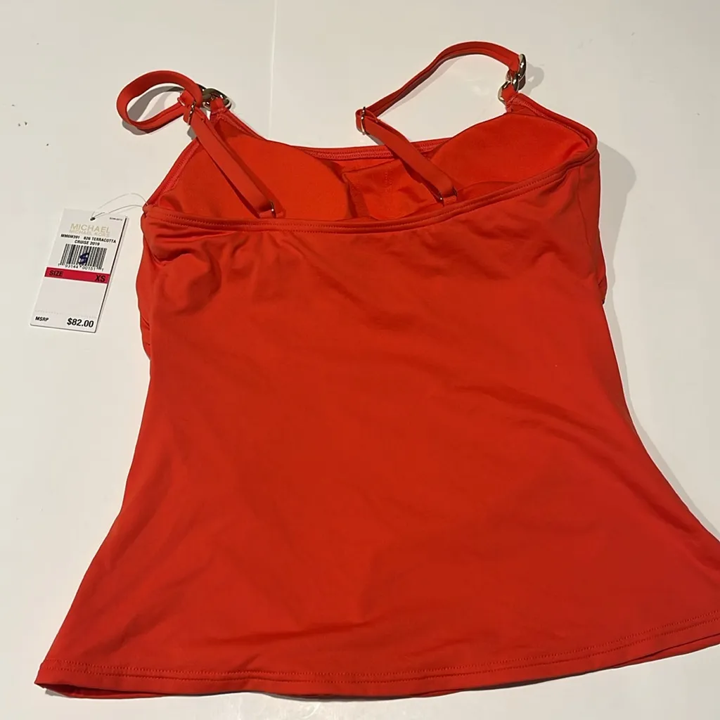 🇺🇸 Michael kors NWT tankini swim orange chain xs - Image 3