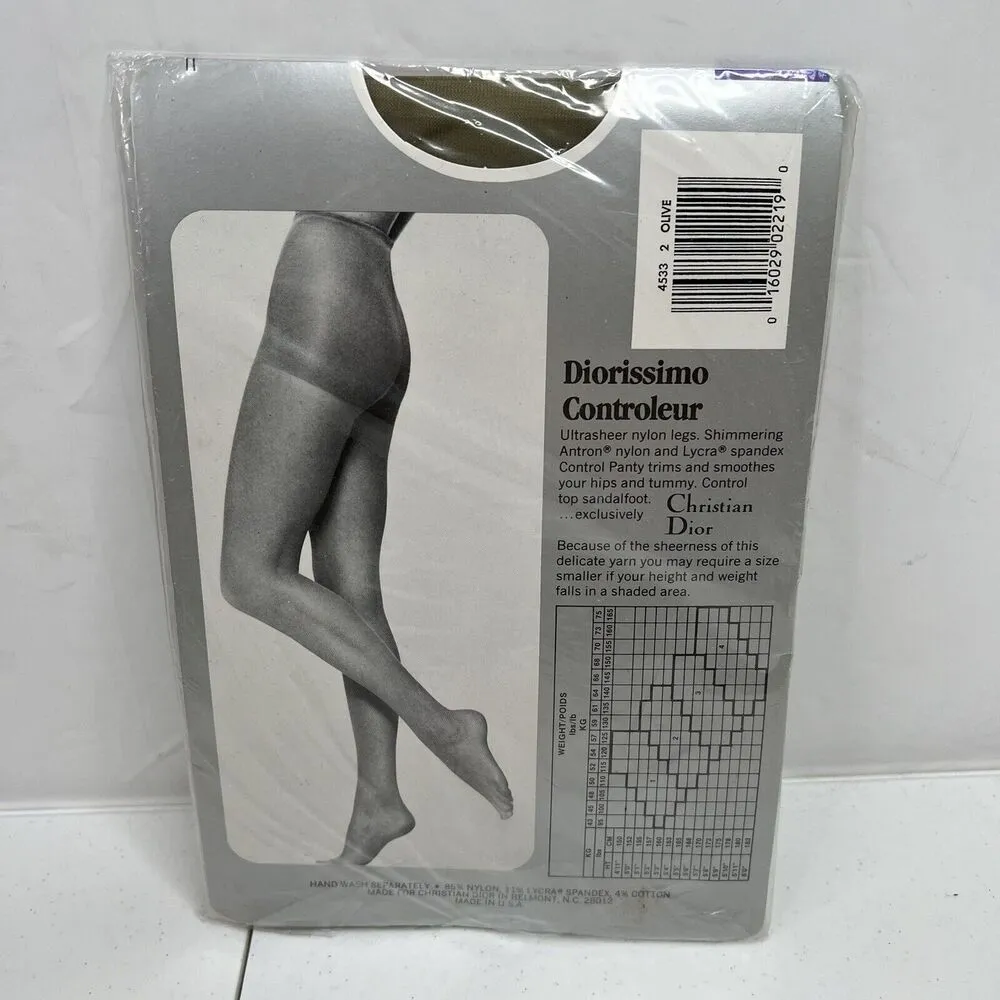 Vtg Christian Dior Panty Hose Stockings Nylons Olive Size 2 Fits 155-170 lbs USA - Image 7
