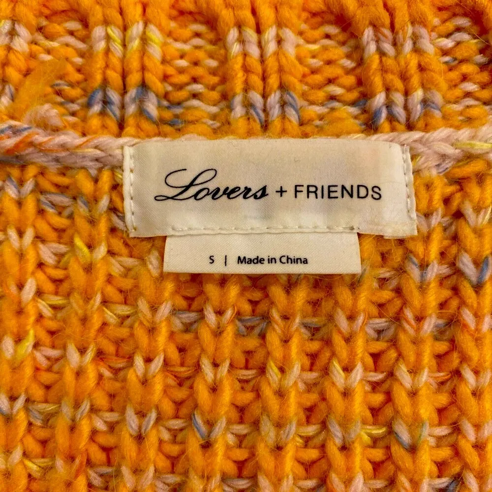 Lovers and Friends V Neck Orange/Gray Oversized Sweater - Size Small - Image 5