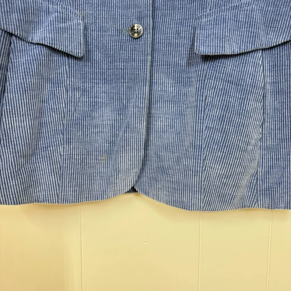 Escada Blue Corduroy Blazer Coat Size 36 - Image 5