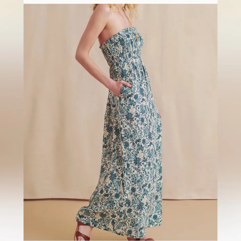 New With Tags Faherty Margarita Strapless Linen Dress Sz M - Image 3