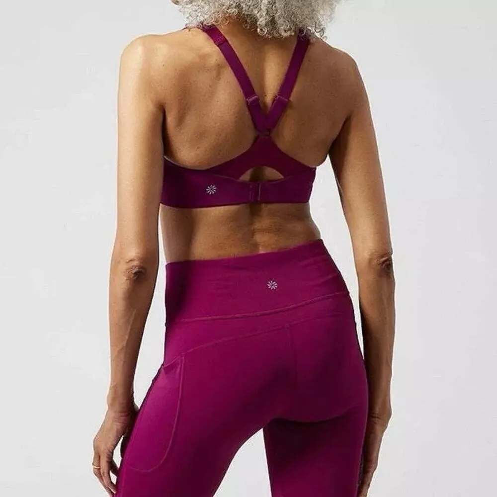 Athleta Advance Zip Front Bra B-DD Fuchsia Sports Athletic Nylon Size 38DD - Image 2