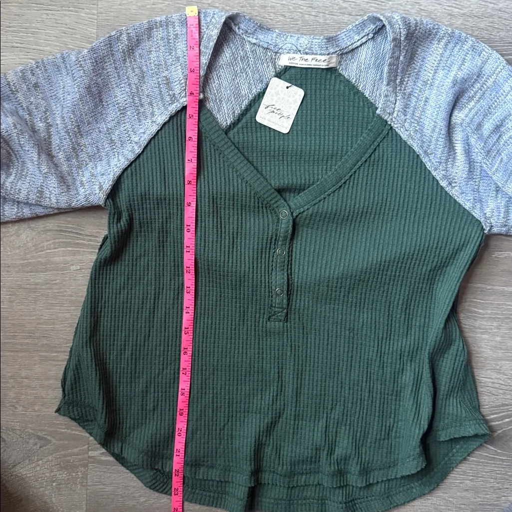 NEW free people Top sweet confession henley dried pine combo Medium - Image 7