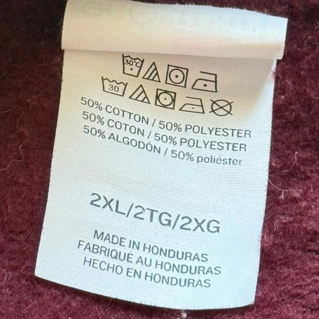 Hanes Men's Zip up hoodie Burgundy Hoodie - Image 5