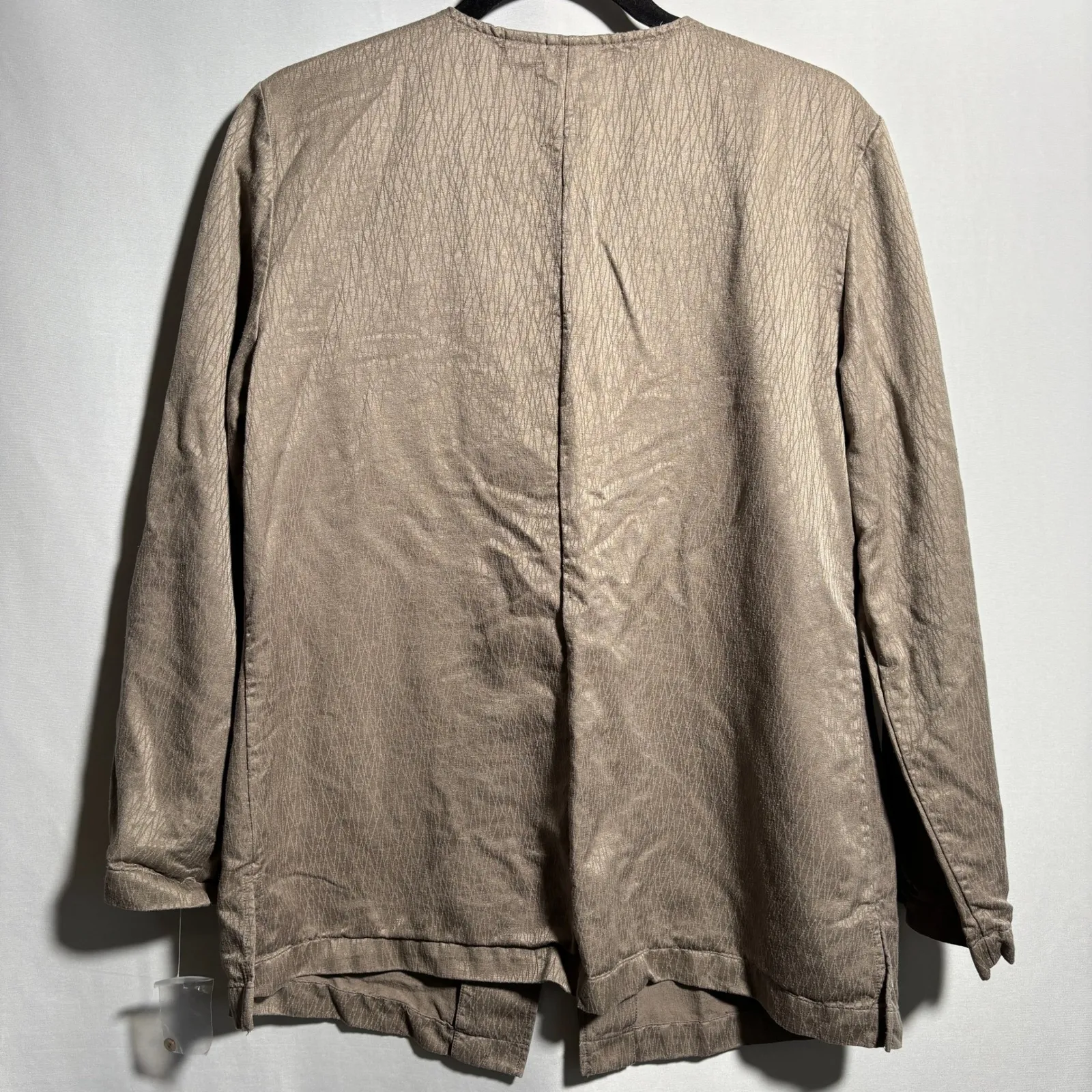 NWT Linden Hill Washable Silk Beige Jacket Blouse Top Buttons Lagenlook M Office Tan Size M - Image 2