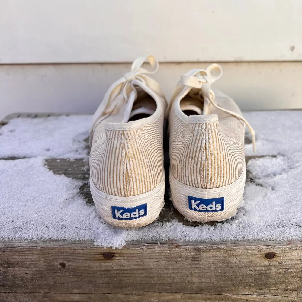 Keds platform gold triple metallic stripe sneakers Size 6 - Image 4