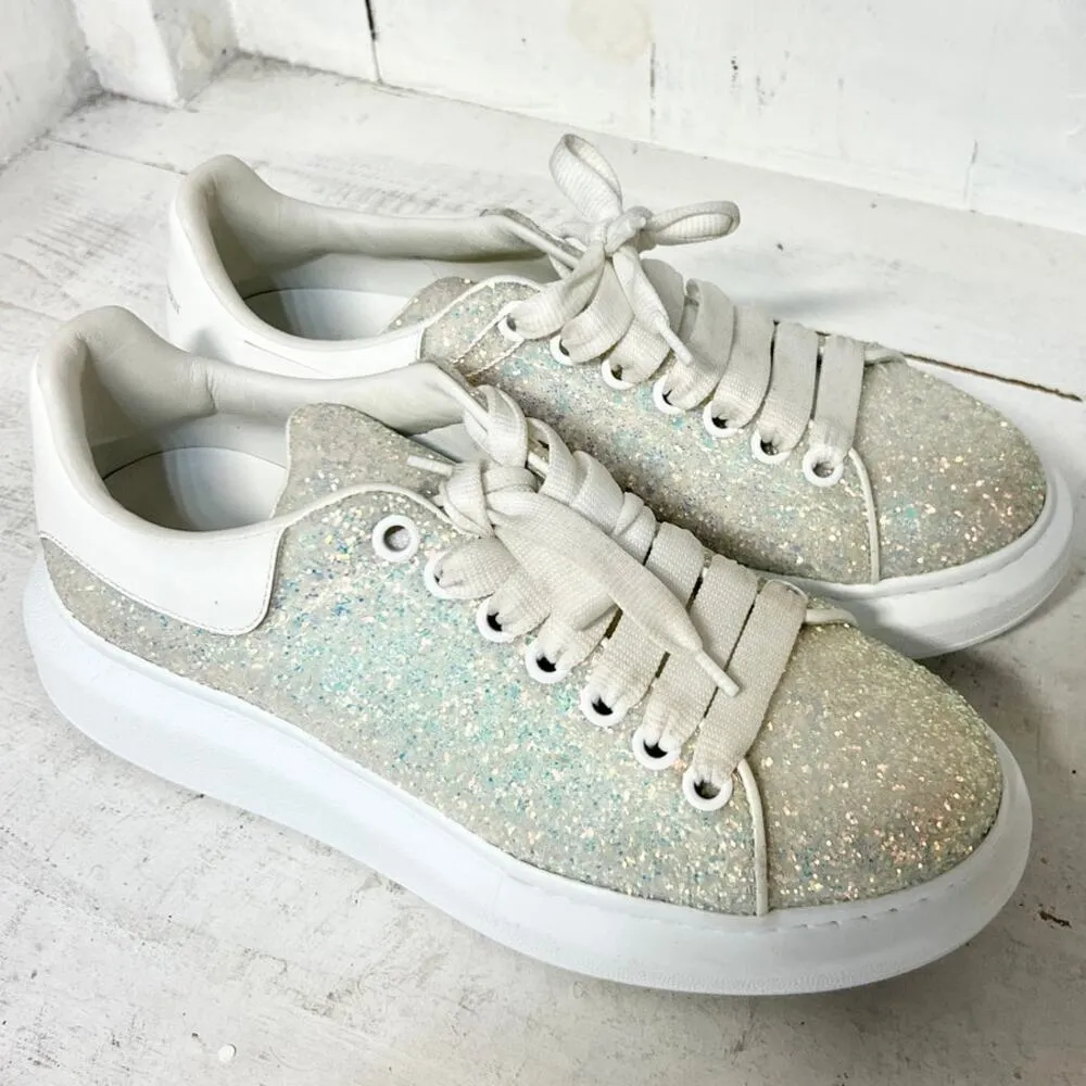 Alexander McQueen Low Top Chunky Sneaker Silver Glitter Women's Size 40E / 10 - Image 4