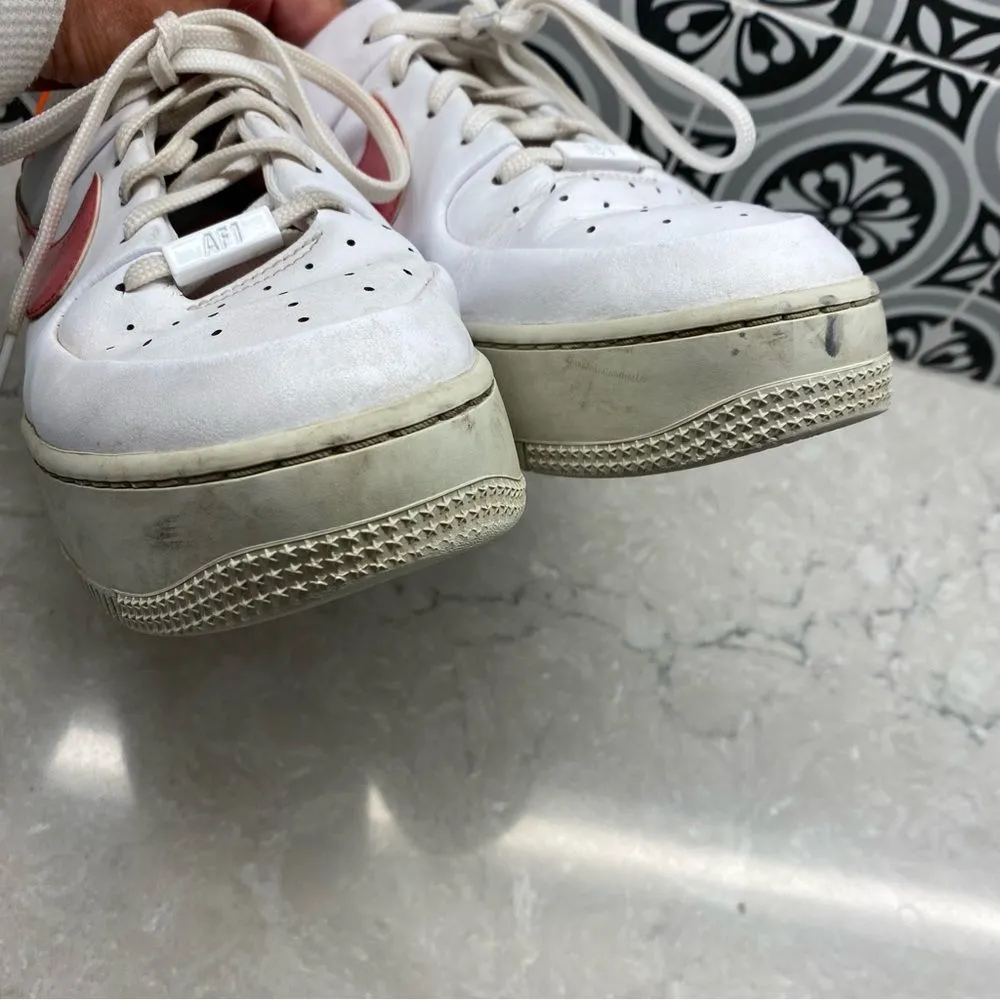 NIKE AIR FORCE 1 9.5 SAGE LOW Women's Athletic Sneakers White Pink Orange - Image 8