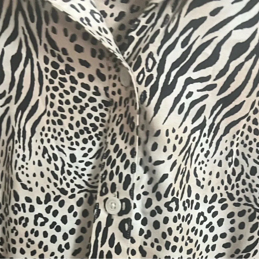 Investments Button Up Brown Black Animal Print Long Sleeve No Iron Cotton Sz 16 - Image 5