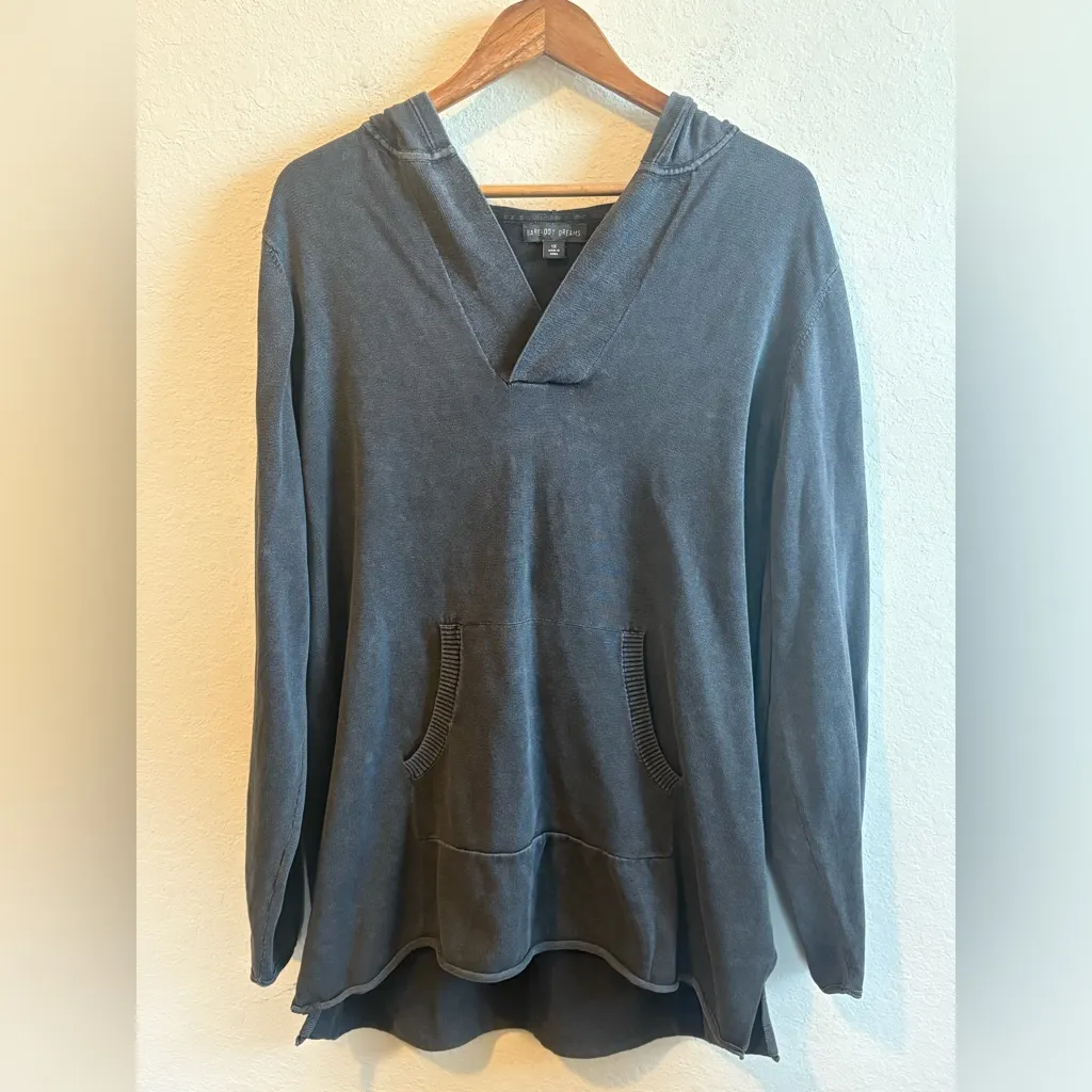 Barefoot Dreams Sunbleached 100% Cotton Bonfire Hoodie Faded Black 1X - Image 2