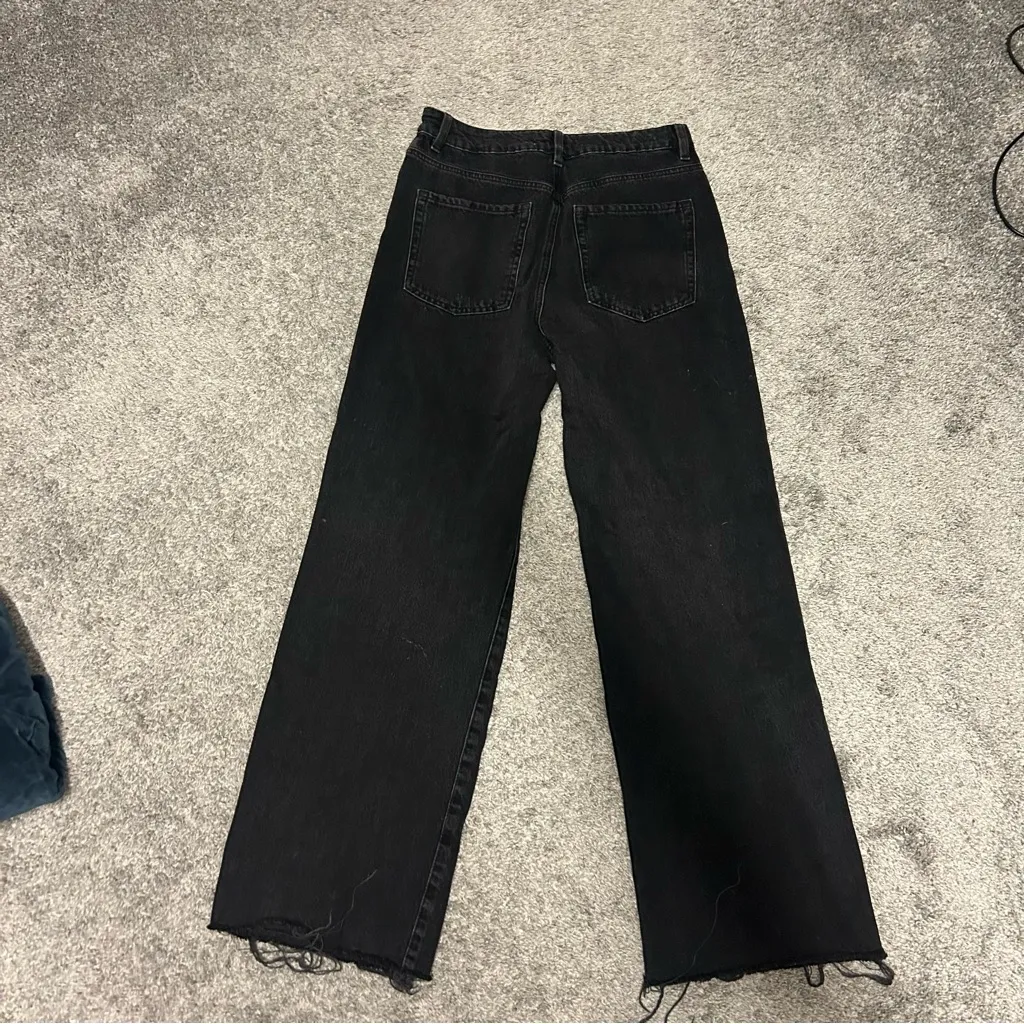 Garage  Denim Black Wide Leg Distressed Jeans SIZE 28 - Image 5