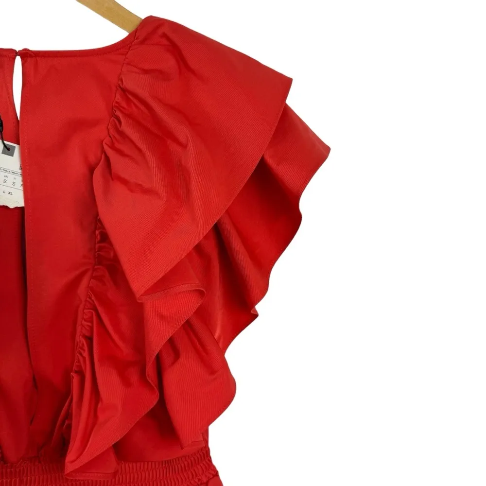 NWT Zara Womens Red Ruffle Mini Dress Blogger Favorite Small 1971/154/649 - Image 10