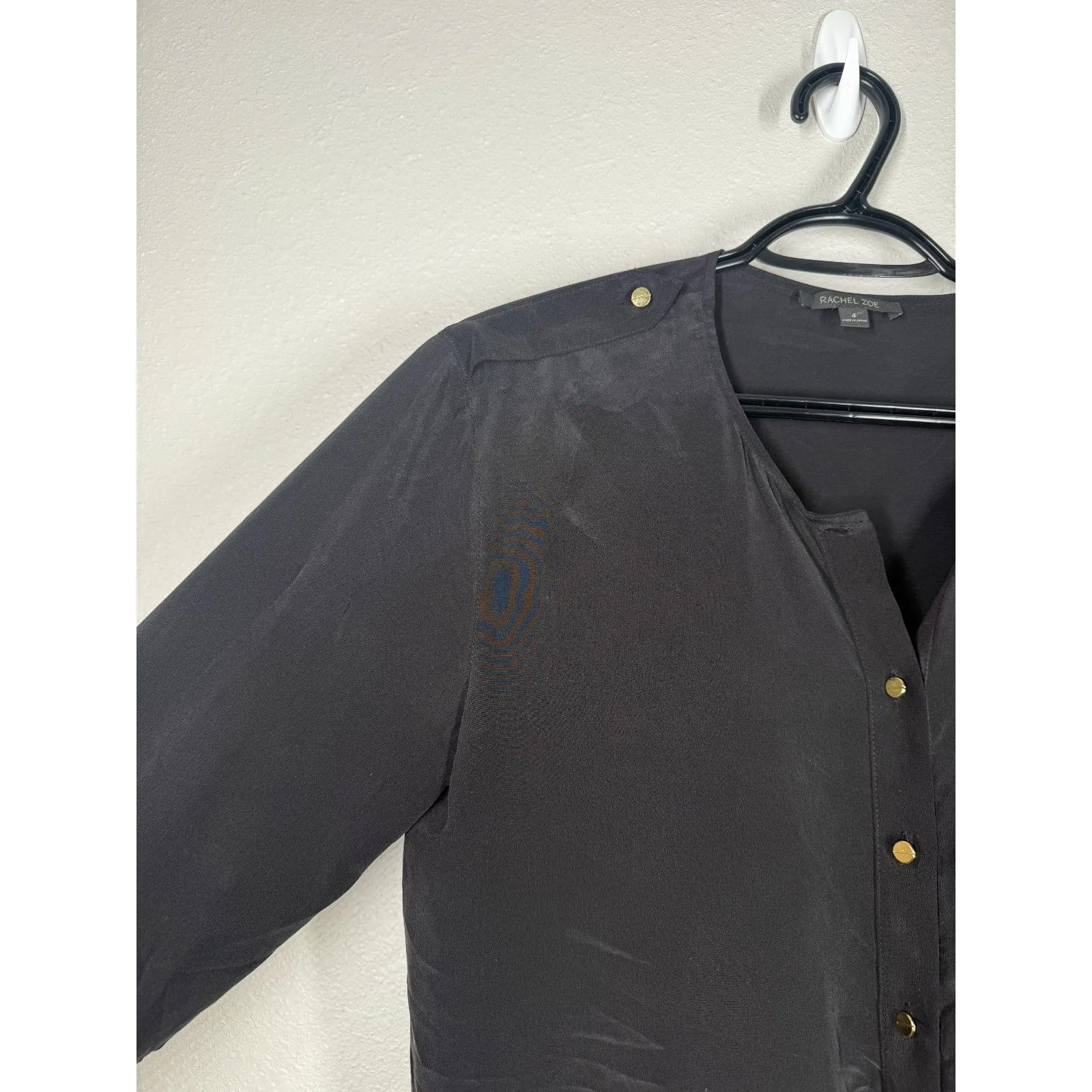 Rachel Zoe Womens Black Silk Romper Sz 4 Minimalist Quiet Luxury Breathable - Image 2