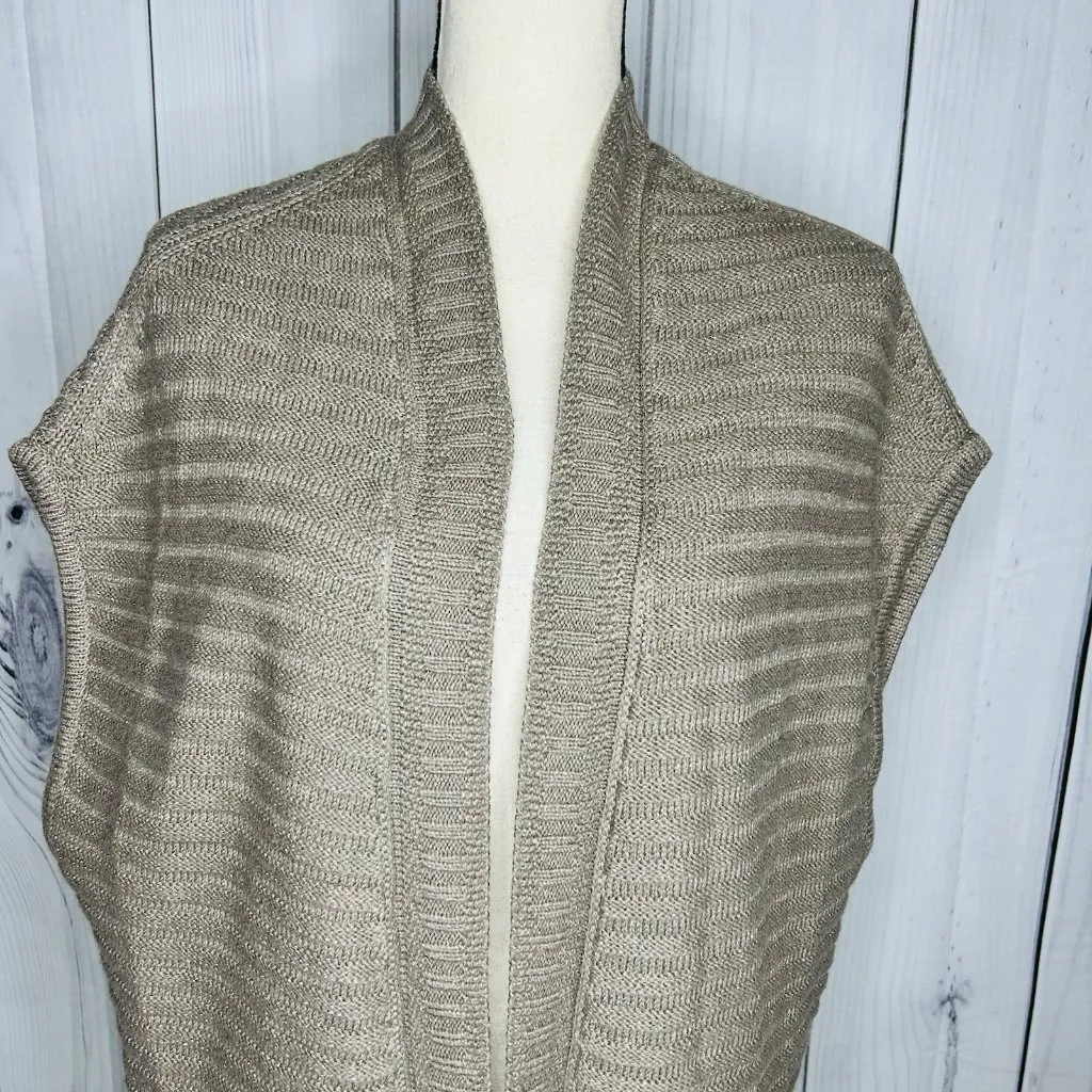 Chico's  Taupe and Silver Sleeveless Long Sweater Vest Size 1 Medium - Image 2