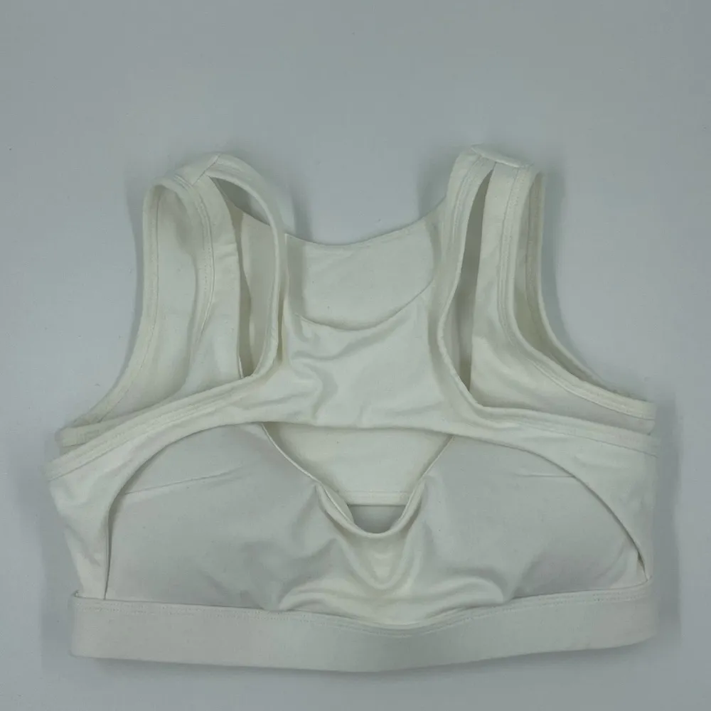 Women’s Medium Support Push Up Cut Out Crop Top Sports Bra, Size Small White - Image 3