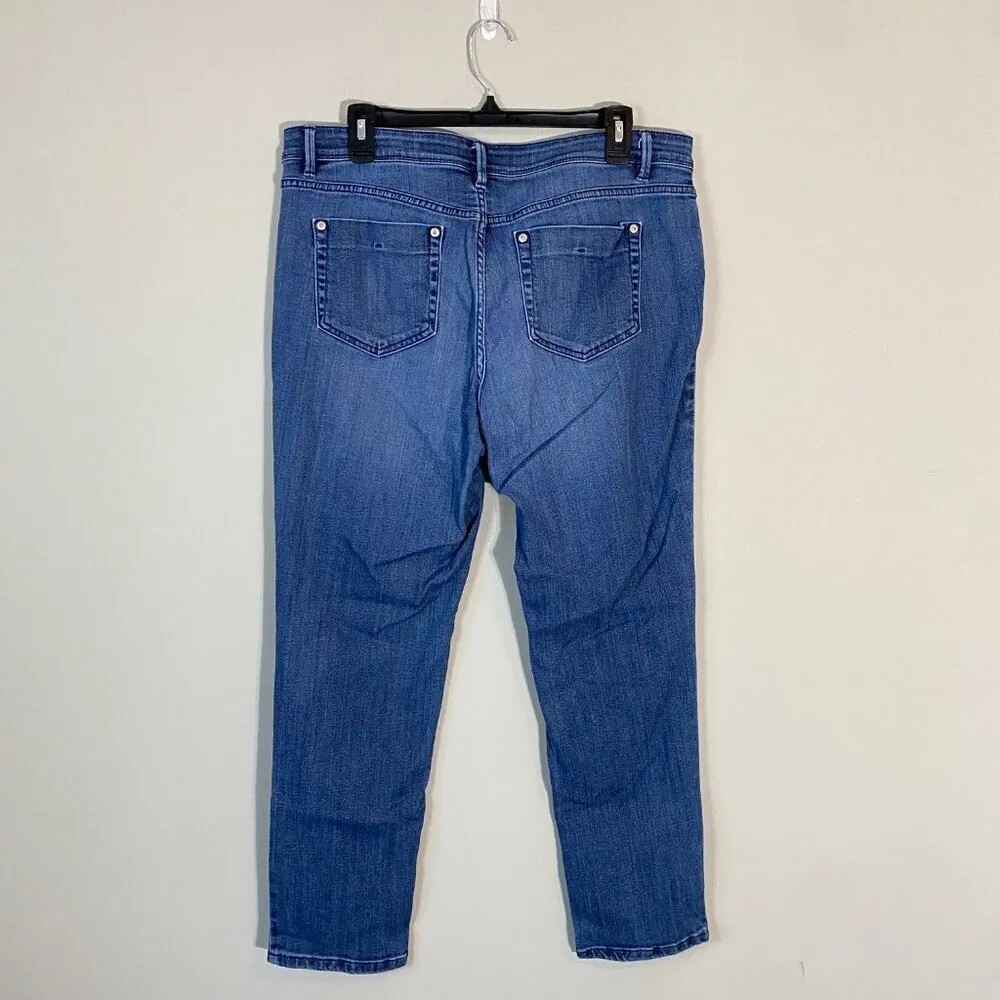 J. Jill Women's Size 14 Authentic Fit Slim Ankle Casual Stretch Denim Blue Jeans - Image 2