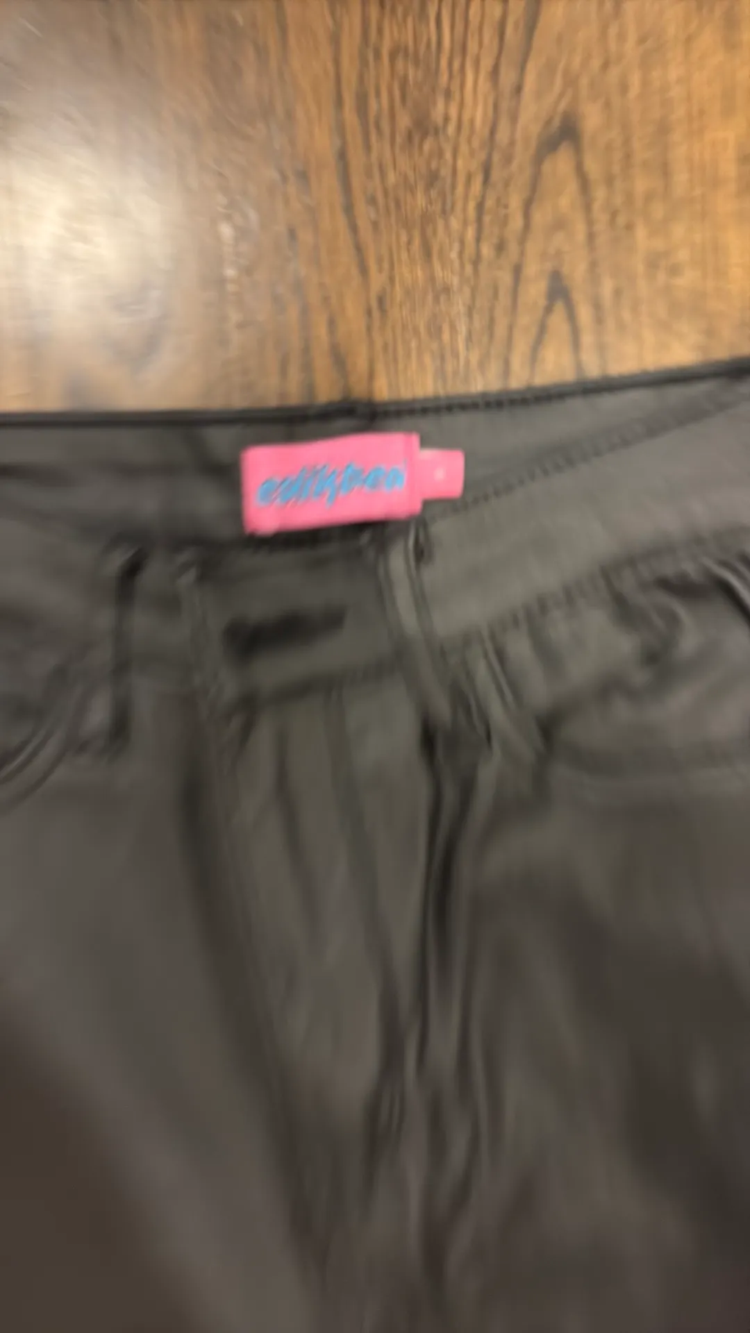 Edikted Black Leather Flare Pants small - Image 2