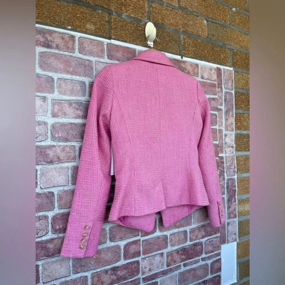 NEW CENTRAL PARK WEST ramona tweed blazer in pink XS - Image 9
