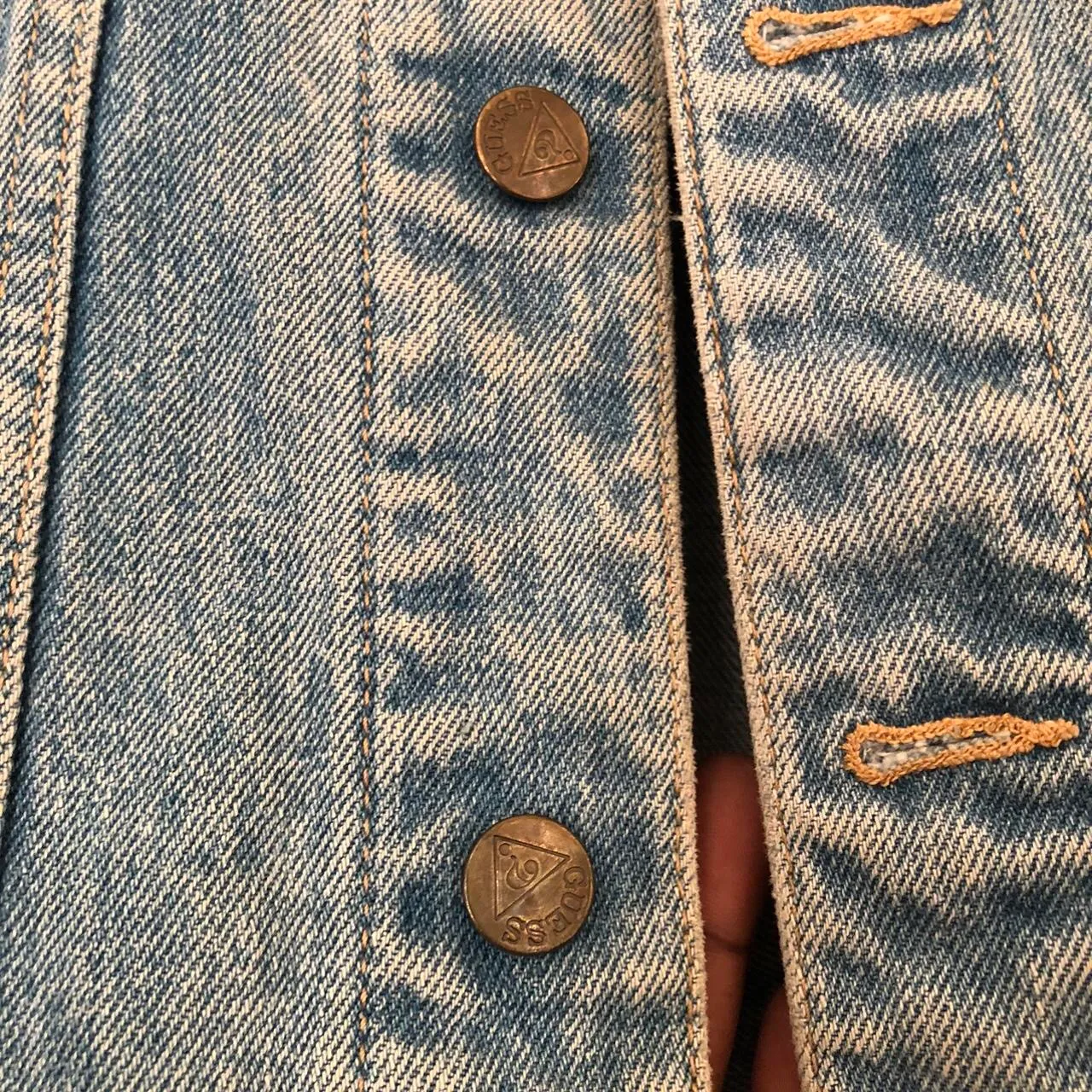 Vintage VTG Georges Marciano  light blue denim jacket faded wash-brown faded color tone. Size 6/S, measurements in pics - Image 2