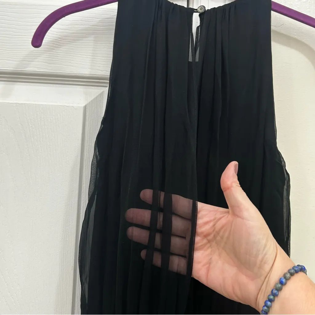 Trina Turk Black Sleeveless Jumpsuit with Lacey Overlay on Top Size Small - Image 7