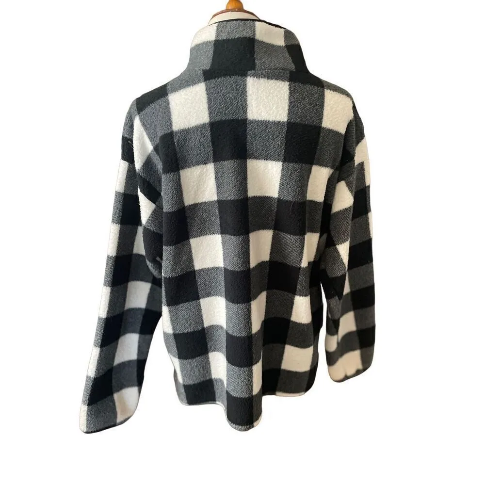 Como Vintage Black and White Checkered Half Zip Mock Collar Pullover Size XL - Image 4