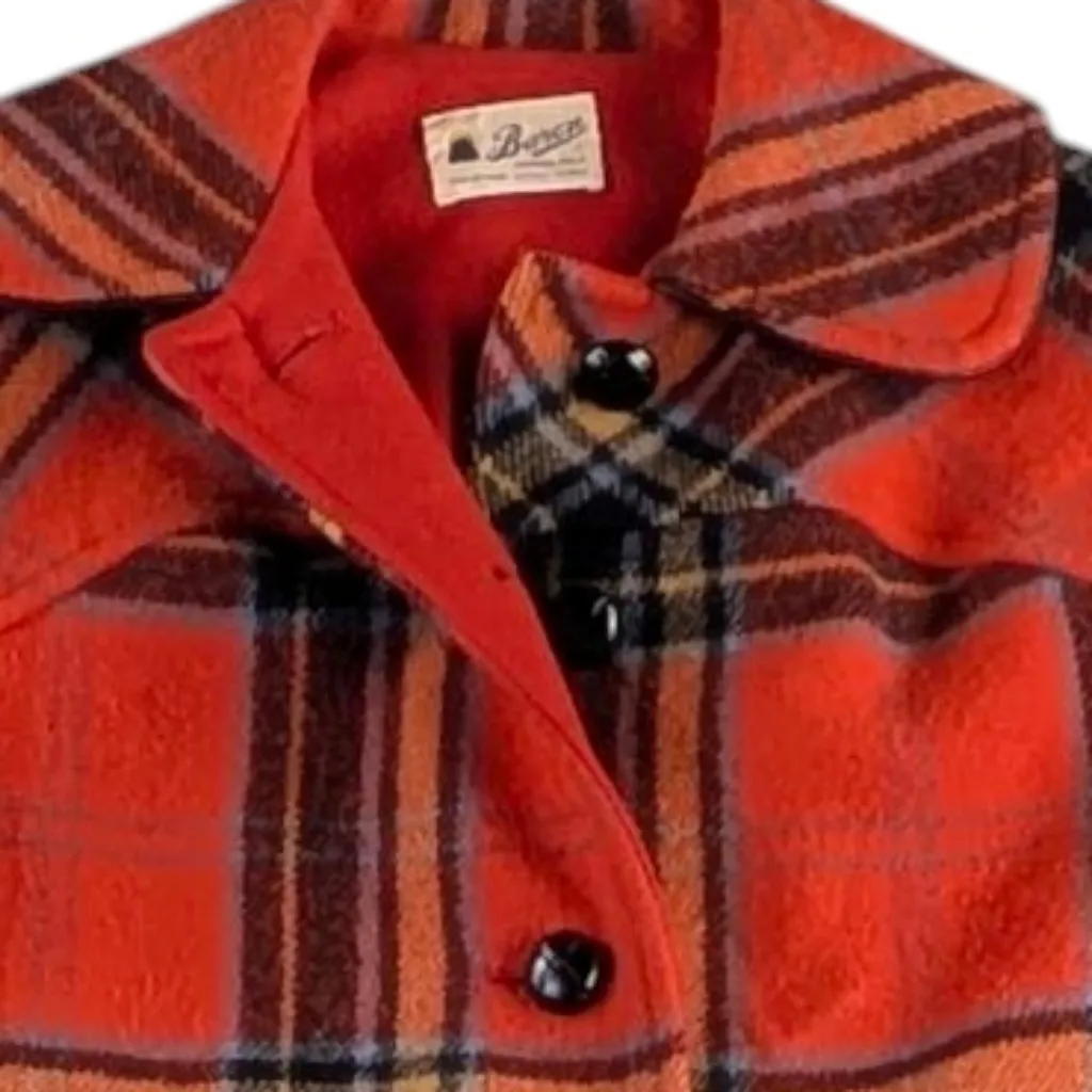 Vintage Baron Woolen Mills Plaid Wool Car Coat Red Tartan Women 8 F248 Size M - Image 12