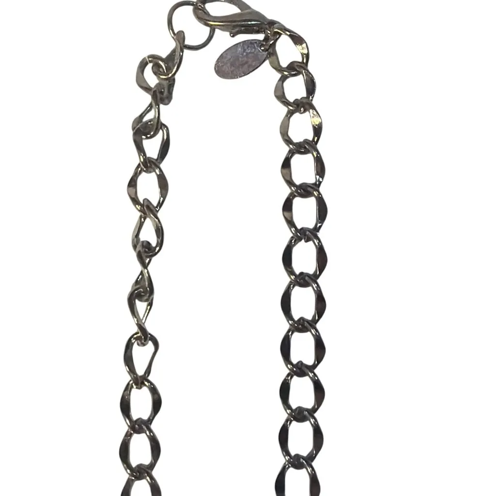 KR Classic Mixed Metal Locket Necklace Silver Brass 20" Womens Statement Jewelry - Image 5