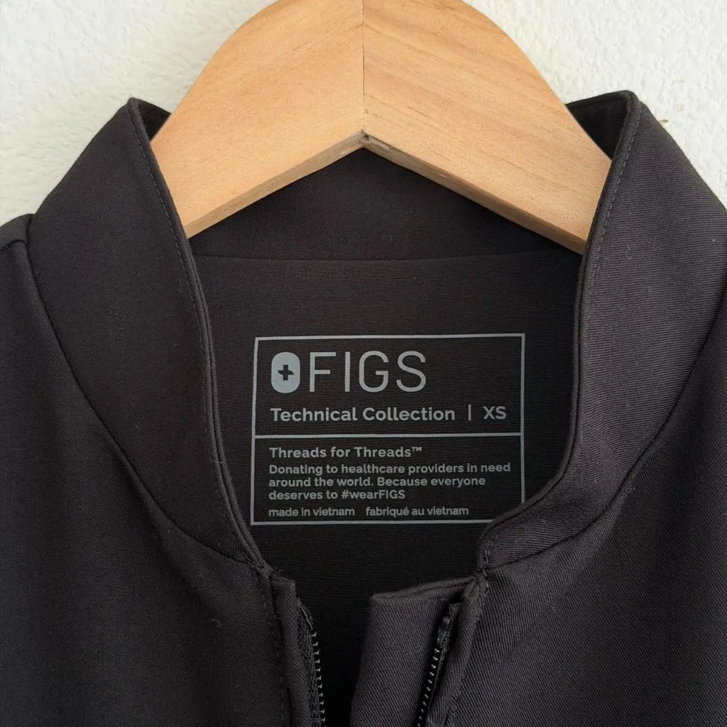 Figs Sebina Scrub Jacket in Black, Size X-Small - Image 8