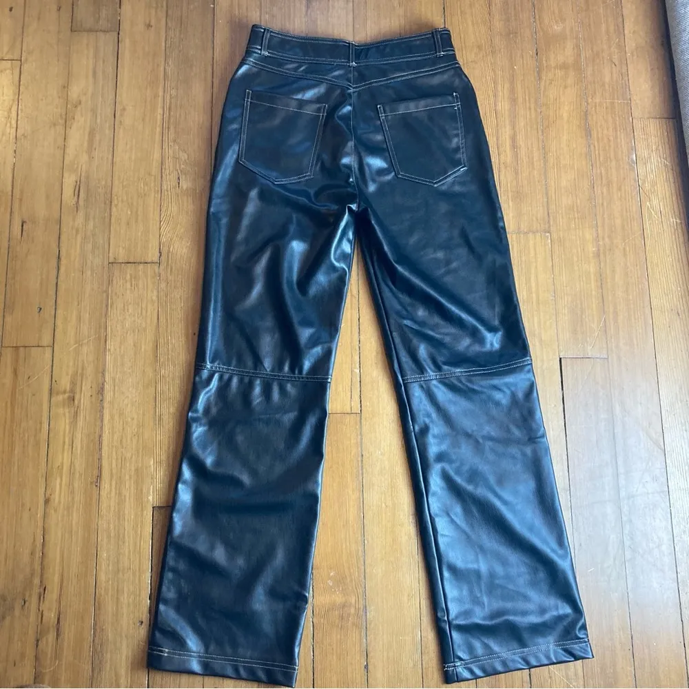 Zara Straight Leg Faux Leather Pants M - Image 5