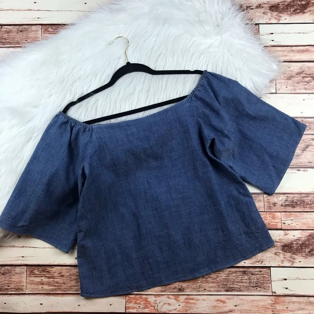 Alice‎ + Olivia chambray off shoulder blouse - Image 2