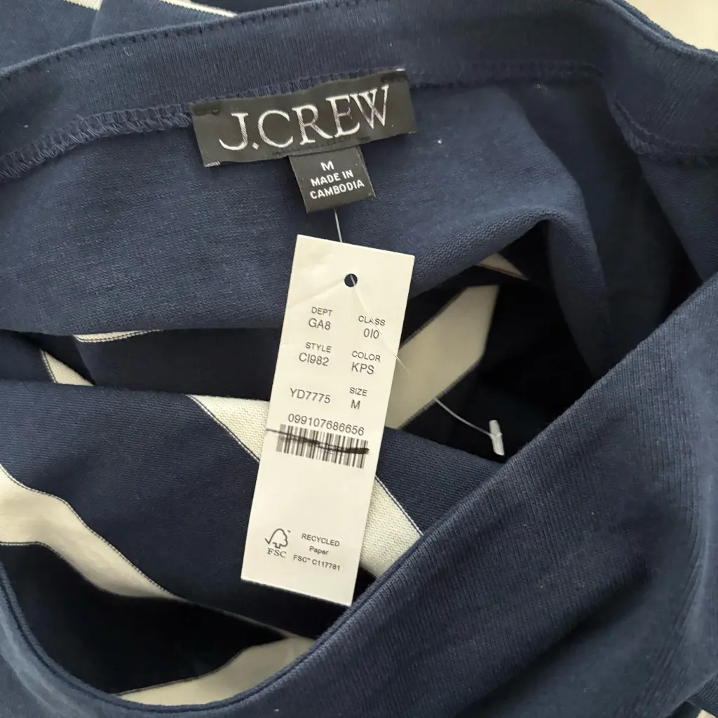 NWT J. Crew New Mariner Jersey Boatneck Muscle T-shirt Stripe Navy - Image 4