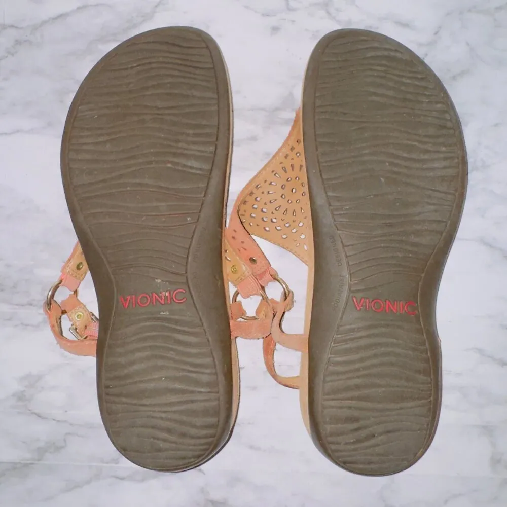 Vionic Women's Kirra T-Strap Perforated Leather Slingback Sandals size 8 - Image 6