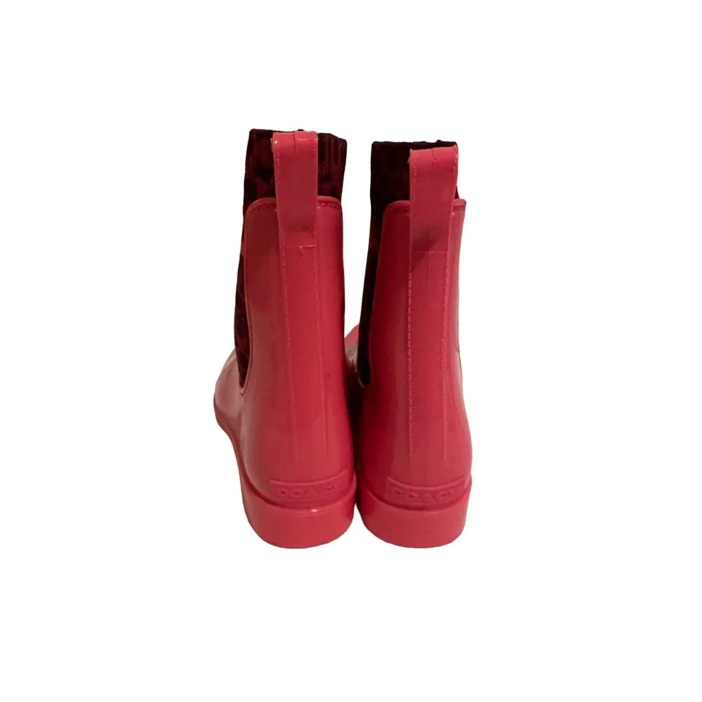 COACH Pink Rubber Logo Rain Boots Size 8 NEW New without box - Image 5