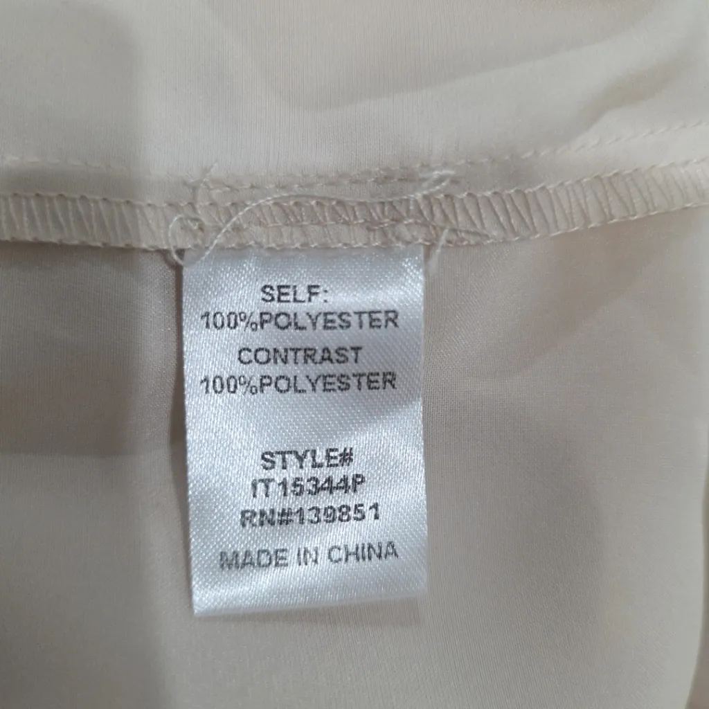 ODDY Plus Silk Blouse Size 3xl Smocked Sleeve Button Up Preppy Cream Feminine Brown - Image 5