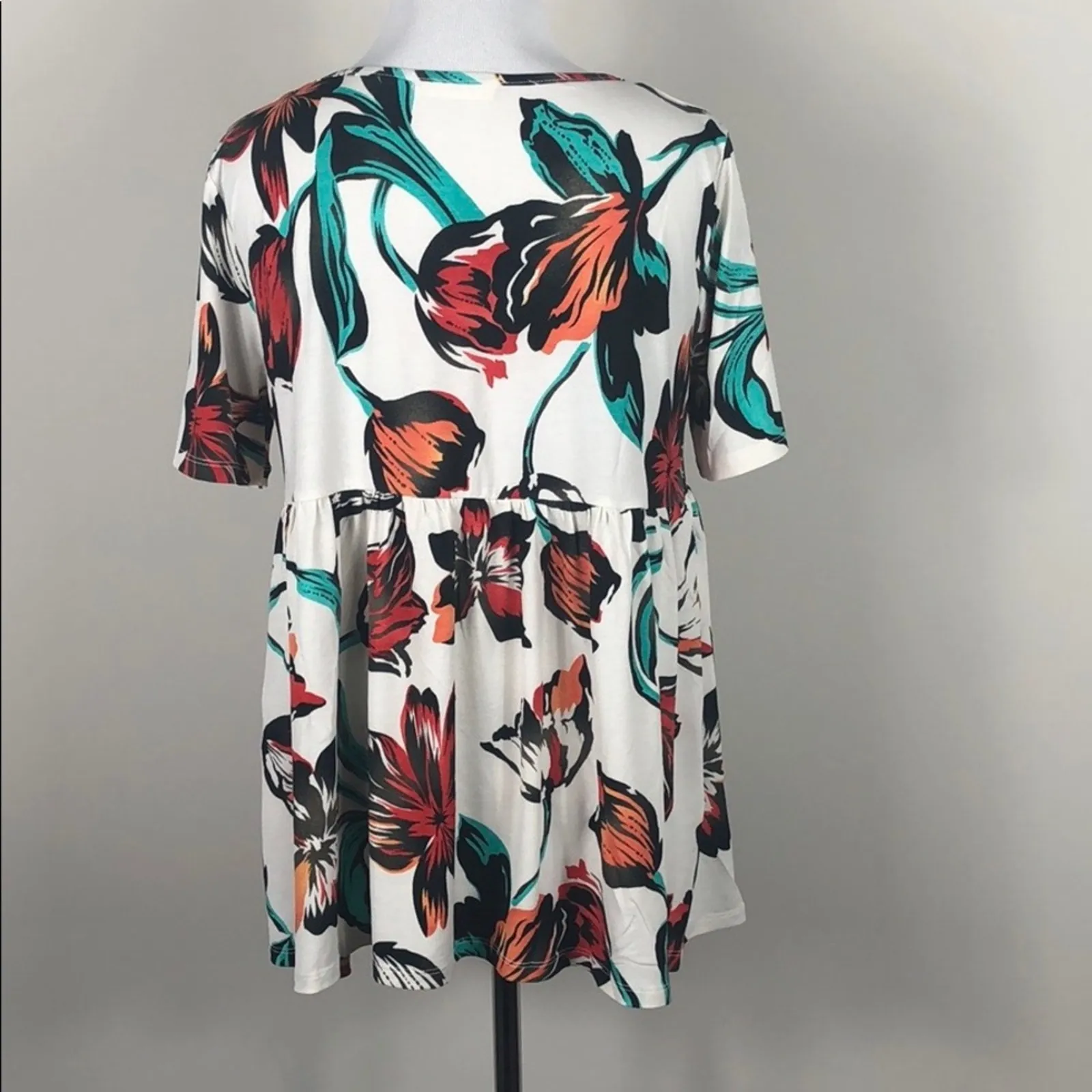 Floral Top Lace Up Short Sleeve - Image 6