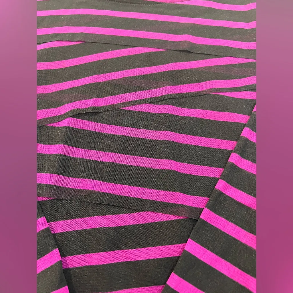 Dana Buchman Black and Pink Sheer Sleeves Striped Top L - Image 3