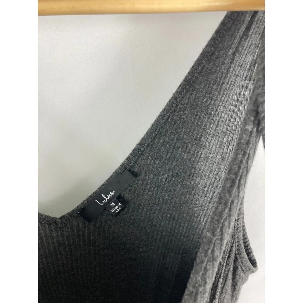 Lulus Belmore Heathered Charcoal Grey Ribbed Sleeveless Jumpsuit Size Medium - Image 7