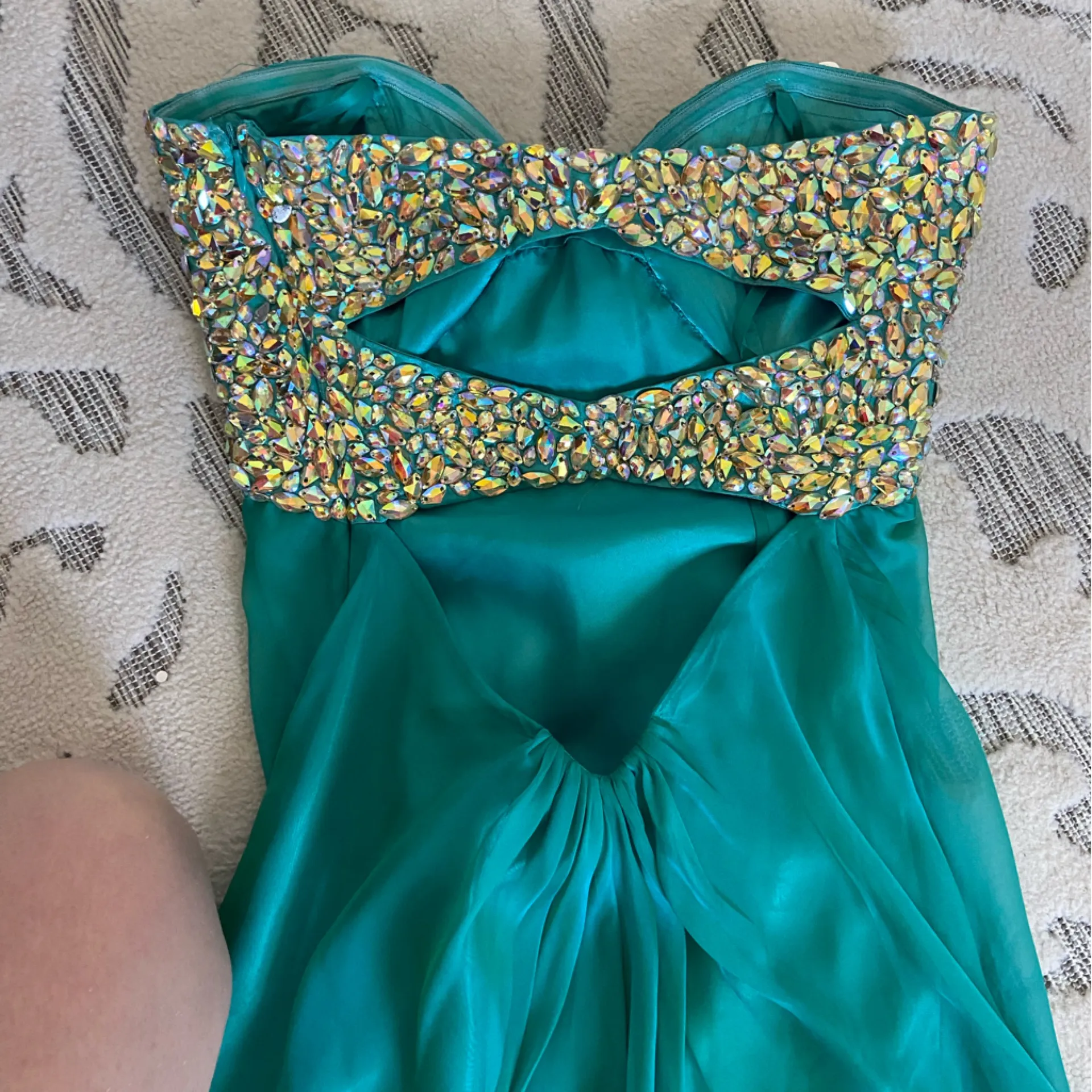 La Femme Turquoise Dress with Sparkling Details - Image 3