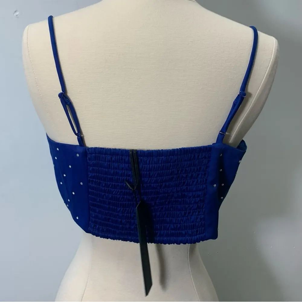 1960 rhinestones crop top blue size M - Image 2