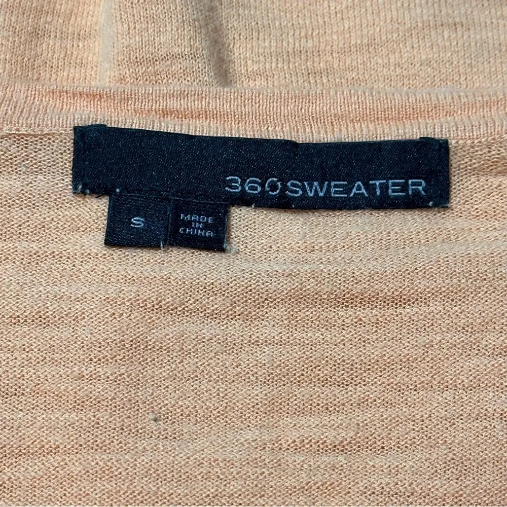 360 Sweater Women’s Size S Orange Cotton Knit Rolled Sleeve V - Image 6
